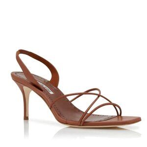 RARE Manolo Blahnik NINFEA Brown Nappa Leather Slingback Size 8.5